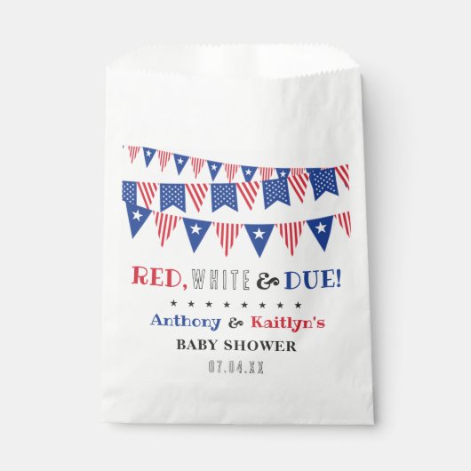 Rot, Weiß & Due! Babydusche am 4. Juli Geschenktütchen (Vorderseite)