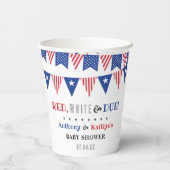 Rot, Weiß & Due! Babydusche am 4. Juli Pappbecher (Rückseite)