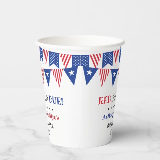 Rot, Weiß & Due! Babydusche am 4. Juli Pappbecher (Rechts)