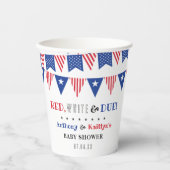 Rot, Weiß & Due! Babydusche am 4. Juli Pappbecher (Vorderseite)