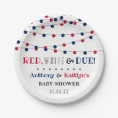 Rot, Weiß & Due! Babydusche am 4. Juli Pappteller (Vorderseite)