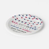 Rot, Weiß & Due! Babydusche am 4. Juli Pappteller (Schrägansicht)