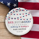 Rot, Weiß & Due! Babydusche am 4. Juli Pappteller<br><div class="desc">Feiern Sie stilvoll mit den trendigen Baby Duschpapier Tellern vom 4. Juli. Das Design ist leicht mit Ihrer eigenen Formulierung zu personalisieren und Ihre Familie und Freunde werden begeistert sein,  wenn sie diese fabelhaften Party-Teller sehen. Matching-Elemente finden Sie in der Auflistung.</div>