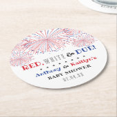 Rot, Weiß & Due! Babydusche am 4. Juli Runder Pappuntersetzer (Angewinkelt)