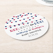 Rot, Weiß & Due! Babydusche am 4. Juli Runder Pappuntersetzer (Angewinkelt)