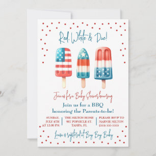 Rot, Weiß & Due! Patriotic Popsicle Baby Dusche Einladung