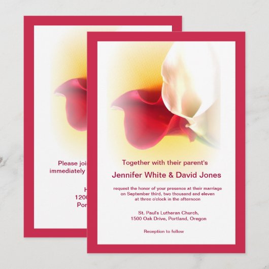 Rot-Weiß-Einladung zur Hochzeit Einladung (Vorne/Hinten)