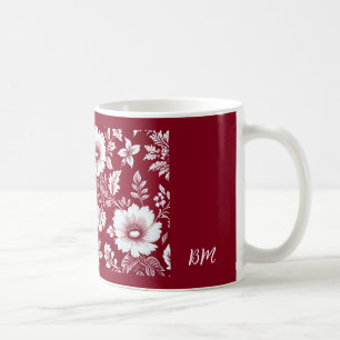 rot & weiß elegante vintage Blumendekor Kaffeetasse