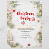 Rot-Weiß-elegante Weihnachtsfeier-Party Einladung (Vorne/Hinten)