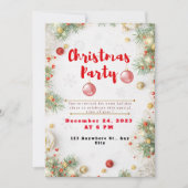 Rot-Weiß-elegante Weihnachtsfeier-Party Einladung (Vorderseite)