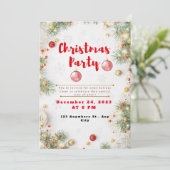 Rot-Weiß-elegante Weihnachtsfeier-Party Einladung (Stehend Vorderseite)