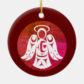 Rot-Weiß-Engel Keramik Ornament (Hinten)