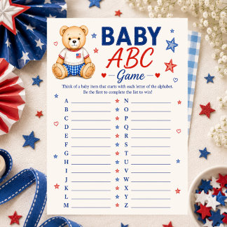 Rot Weiß & Fällig Baby ABC Spiel Einladung