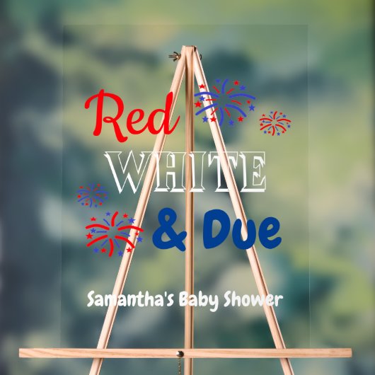 Rot Weiß & Fällig Baby Shower Acrylschild (Neutral)