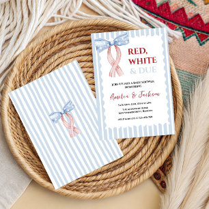 Rot Weiß Fällig Schleife 4. Juli Thema Baby Shower Einladung
