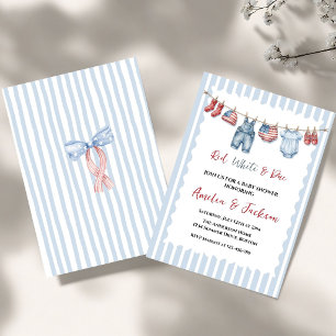 Rot Weiß Fällig Schleife 4. Juli Thema Baby Shower Einladung