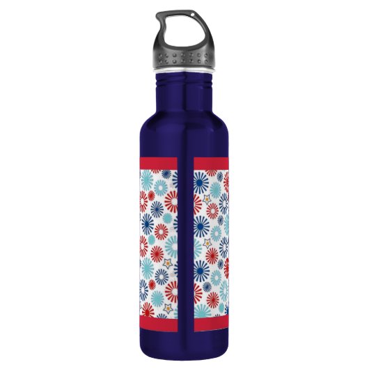 Rot-Weiß-Flasche mit blauem Wasser Trinkflasche (Rückseite)