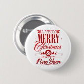 Rot-Weiß-frohe Weihnachtsdekor Button (Vorne & Hinten)