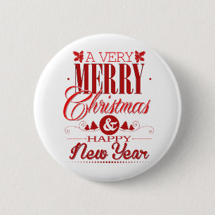 Rot-Weiß-frohe Weihnachtsdekor Button