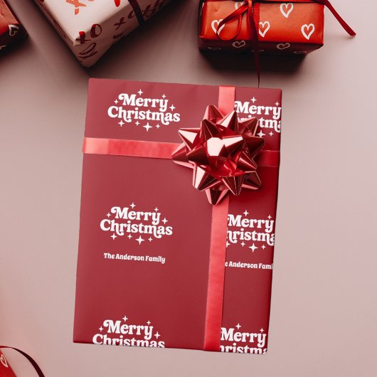 Rot weiß Frohe Weihnachtsfavoriten Geschenkpapier
