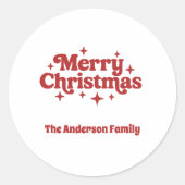 Rot weiß Frohe Weihnachtsfavoriten Runder Aufkleber (Vorderseite)