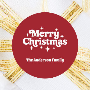Rot weiß Frohe Weihnachtsfavoriten Runder Aufkleber
