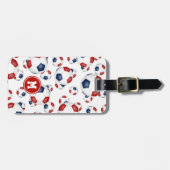 Rot-Weiß-Fußball-Mannschaft Farben Sportmuster Gepäckanhänger (Vorderseite horizontal)