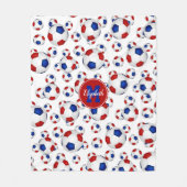 Rot-Weiß-Fußball-Muster personalisiert Fleecedecke (Vorderseite)