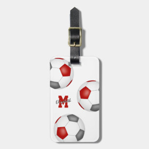 Rot-Weiß-Fußballteam mit Monogramm Gepäckanhänger
