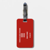 Rot-Weiß-Fußballteam mit Monogramm Gepäckanhänger (Rückseite vertikal)