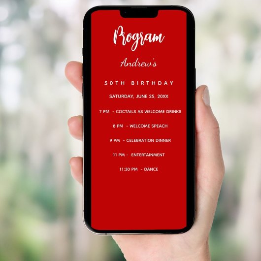 Rot-Weiß-Geburtstagsmenü Einladung