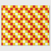 Rot-Weiß-Gelb kariertes Musterdesign Geschenkpapier (Flach)