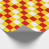 Rot-Weiß-Gelb kariertes Musterdesign Geschenkpapier (Ecke)