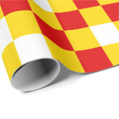 Rot-Weiß-Gelb kariertes Musterdesign Geschenkpapier (Rolleneckpunkt)