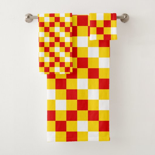 Rot Weiß Gelb Karomuster Design Badhandtuch Set (Insitu)