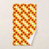 Rot Weiß Gelb Karomuster Design Badhandtuch Set (Handtuch)