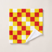 Rot Weiß Gelb Karomuster Design Badhandtuch Set (Waschlappen)