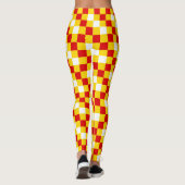 Rot Weiß Gelb Karomuster Design Leggings (Rückseite)