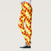 Rot Weiß Gelb Karomuster Design Leggings (Links)
