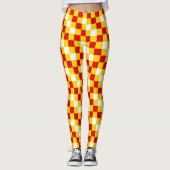 Rot Weiß Gelb Karomuster Design Leggings (Vorderseite)
