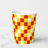 Rot Weiß Gelb Karomuster Design  Pappbecher (Rechts)