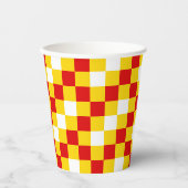 Rot Weiß Gelb Karomuster Design  Pappbecher (Vorderseite)