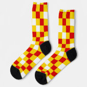 Rot Weiß Gelb Karomuster Design Socken (Linkes Detail)