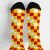 Rot Weiß Gelb Karomuster Design Socken (Oben)