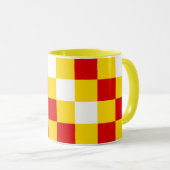 Rot Weiß Gelb Karomuster Design Tasse (VorderseiteRechts)