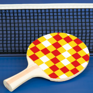 Rot Weiß Gelb Karomuster Design Tischtennis Schläger