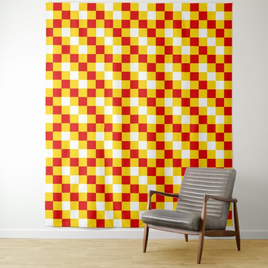 Rot Weiß Gelb Karomuster Design Wandteppich (Beispiel)