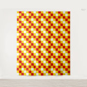 Rot Weiß Gelb Karomuster Design Wandteppich (Vorderseite)