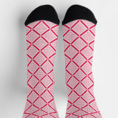 Rot-Weiß geometrisch kariertes Muster Retro Socken (Oben)