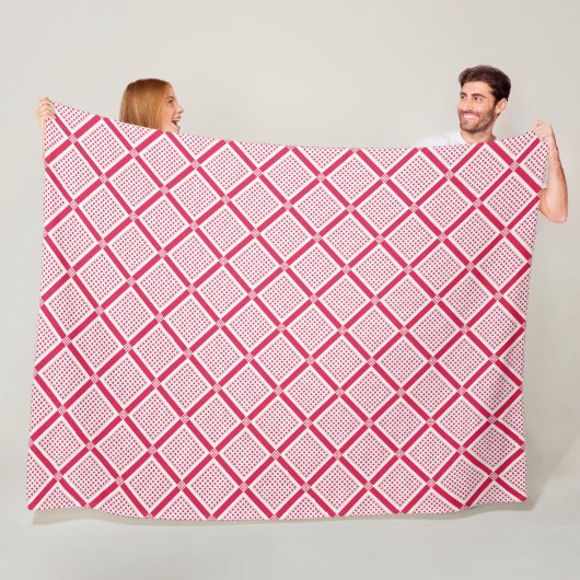 Rot-Weiß geometrisches kariertes Muster Retro Fleecedecke (Beispiel)